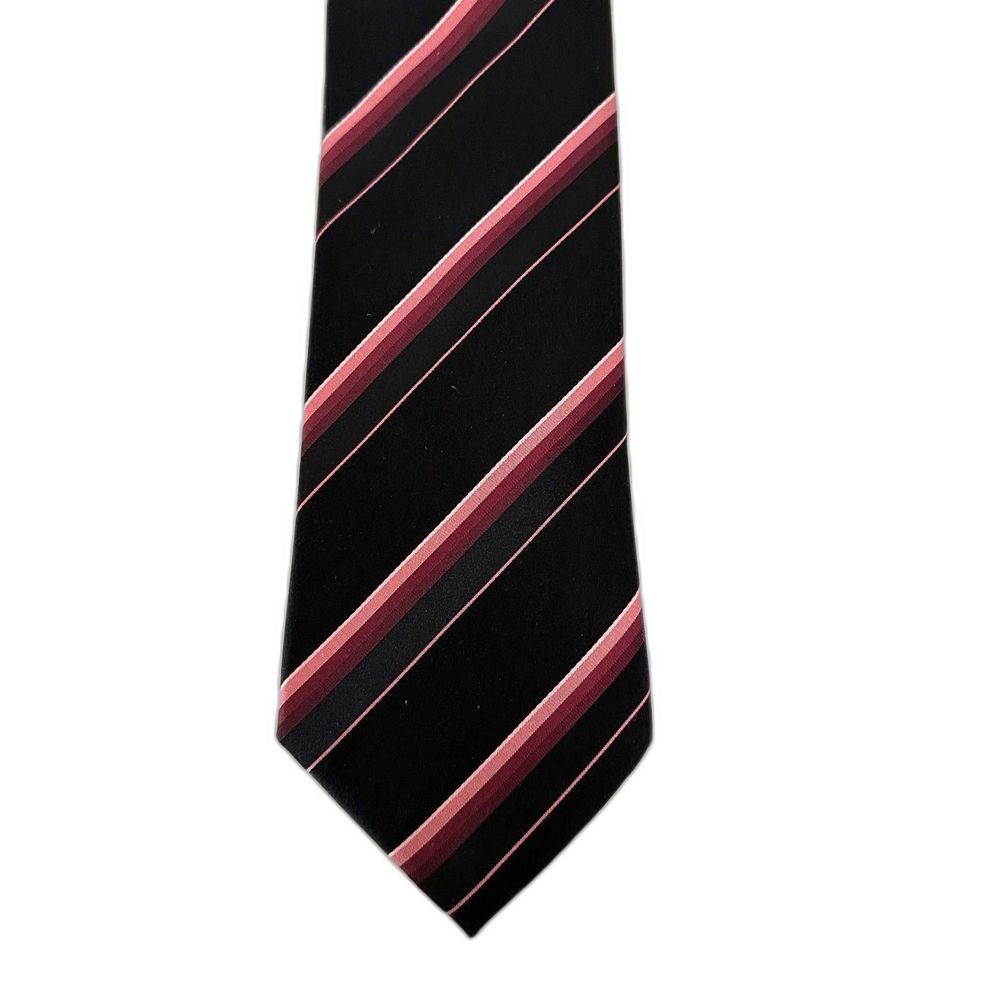 Alfani Silk Tie, pink/black/maroon stripes, 100% silk
